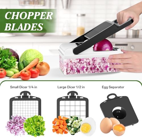 HomeHacks Veggie Chopper Vegetable Cutter, 12 in 1 Kitchen Gadget, White - Image 2
