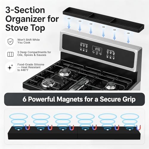 30" Magnetic Stove Top Shelf, Silicone Over the Stove Spice Rack Organizer - Image 5