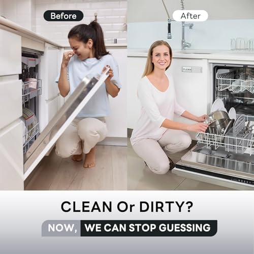KitchenTour Dishwasher Magnet Clean Dirty Sign, Strong Magnet Clean Dirty Sign for Dishwasher, Farmhouse Wood Design Non-Scratch Dish Washer Indicator Kitchen Decor, Silver - Image 3