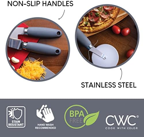 COOK WITH COLOR Kitchen Gadget Set Stainless Steel Utensils with Soft Touch Handles, 7 Pieces, Stainless Steel Grey - Image 5