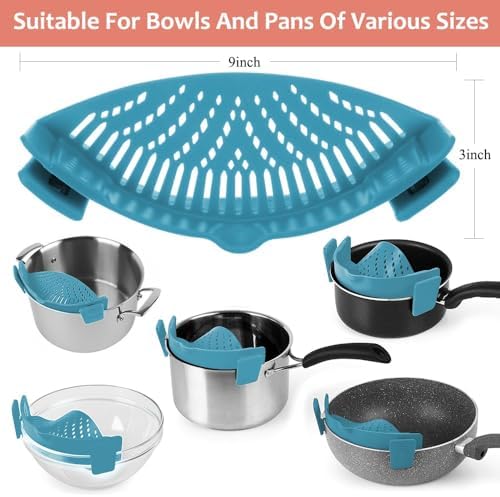 YEVIOR Clip on Strainer for Pots Pan Pasta,Silicone Food Pan Strainer - Image 3