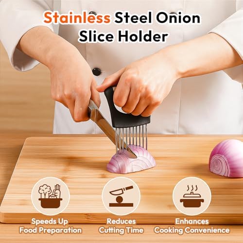 Onion Slicer with Cover, Onion Cutter, Kitchen Gadgets (Black) - Image 2