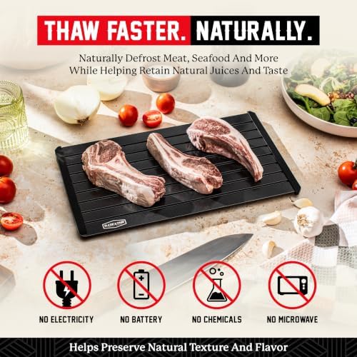 BLAZIN' THAW Defrosting Tray for Frozen Meat | 14” Large-Size | Aluminium Plate for Thawing Frozen Food | Natural Thawing Process | No Microwaves, No Cold/Warm Water Required | - Image 4