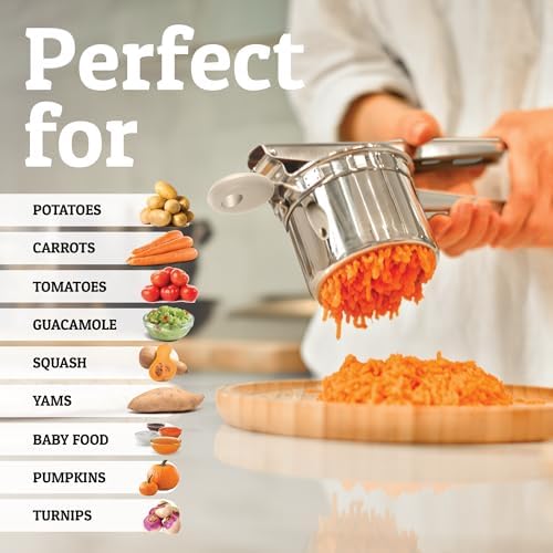PriorityChef Large 15oz Potato Ricer, Heavy Duty Stainless Steel Potato Masher and Ricer Kitchen Tool, Press and Mash Kitchen Gadget For Perfect Mashed Potatoes - Everytime, Khaki - Image 5
