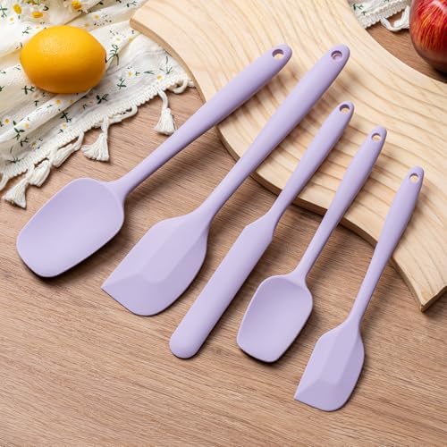 Silicone Spatula Set,5 Piece Food Grade Rubber Spatulas,Lavender - Image 7