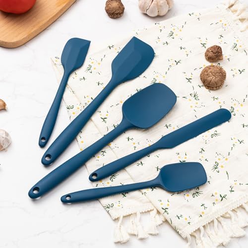 Silicone Spatula Set,5 Piece Food Grade Rubber Spatulas,Navy Blue - Image 6