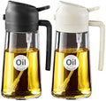 YARRAMATE 2Pcs 16oz/470ml 2 in 1 Oil Sprayer for Cooking with Stickers, Food-grade Glass Oil Spray Bottle, Oil Dispenser and Oil Sprayer for Kitchen, Salad, Frying, BBQ (White &Black) by YARRAMATE