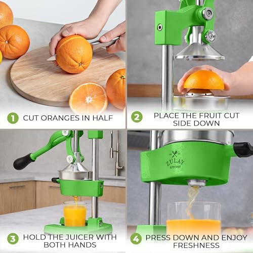 Zulay Kitchen Cast Iron Juicer, Orange Manual Juicer, Citrus Press, Lime - Image 4