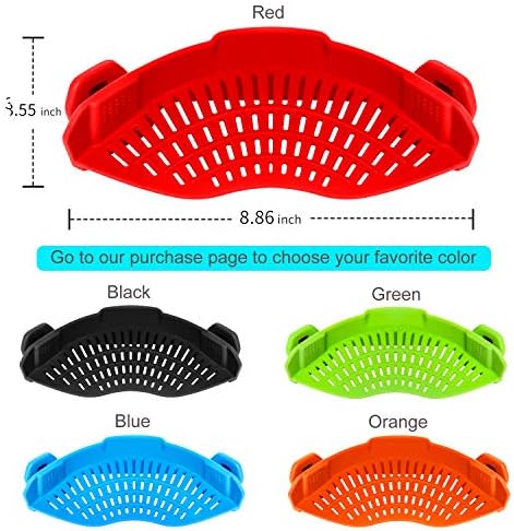 AUOON Clip On Strainer for Pots, Standard 8.86 x 3.55 in, Red - Image 2