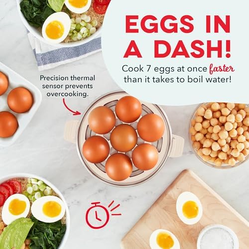 Dash Rapid Egg Cooker, 7 Eggs, Hard Boiled, Poached & Omelettes, Cream - Image 2