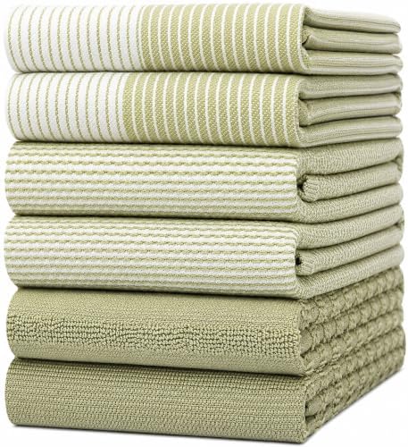 Premium Kitchen Towels 6 Pack 100% Cotton, 20"x28" Dish Towels - Sage by BumbleTowels