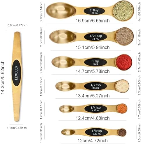 Magnetic Measuring Spoons Set Stainless Steel with Leveler, Stackable Metal Tablespoon Measure Spoon for Baking, Measuring Cups and Spoon Set Kitchen Gadgets Apartment Essentials Fits - Image 2