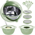 4-1 Strainer with Bowl & Spoons Set - Strainers and Colanders - Colanders for kitchen(Patented) - Pasta Strainer with Upgraded Graters & Spoons for Fruit Veggie Kitchen Essentials, Green by Balavina