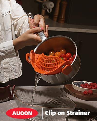 AUOON Pot Strainer Clip on Silicone, Large 10.45 x 4.33 in, Red - Image 6