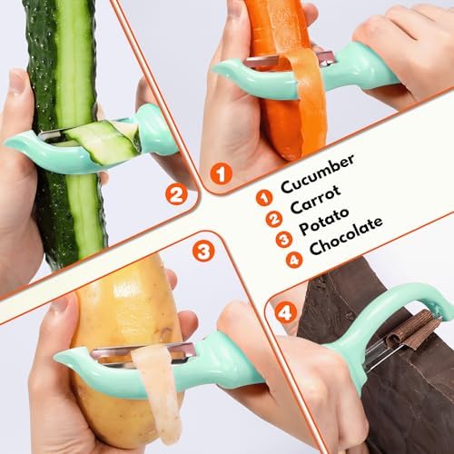 Rainspire Vegetable Peeler Potato Peelers for Kitchen, Sharp Stainless Steel Blades Veggie, Comfortable Handle Fruit Peeler, Carrot Peeler Apple Peeler Dishwasher Safe, Mint Green, 1-Pack - Image 7