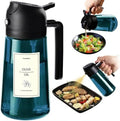 TrendPlain 16oz/470ml Blue Glass Olive Oil Sprayer for Cooking - 2 in 1 Olive Oil Dispenser for Kitchen Gadgets, Air Fryer, Salad, and BBQ - Black by TrendPlain