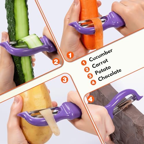 Rainspire Vegetable Peeler Potato Peelers for Kitchen, Sharp Stainless Steel Blades Veggie, Comfortable Handle Fruit Peeler, Carrot Peeler Apple Peeler Dishwasher Safe, Purple, 1-Pack - Image 7
