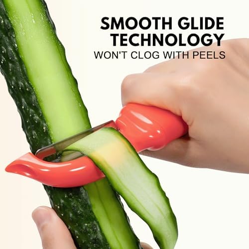Rainspire Vegetable Peeler Potato Peelers for Kitchen, Sharp Stainless Steel Blades Veggie, Comfortable Handle Fruit Peeler, Carrot Peeler Apple Peeler Dishwasher Safe (1, Coral) - Image 4