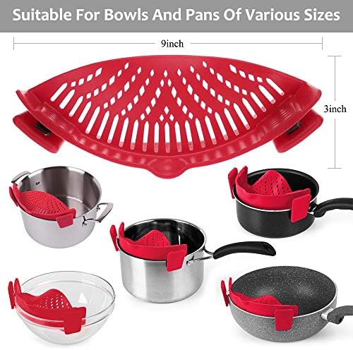 YEVIOR Clip on Strainer for Pots Pan Pasta,Silicone Food Pan Strainer - Image 3