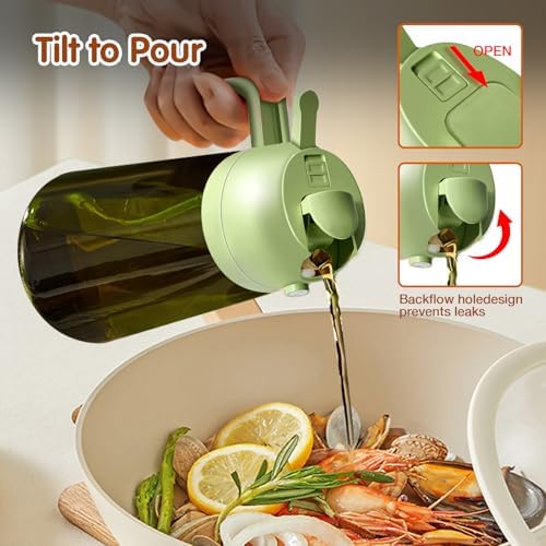 YARRAMATE 16oz/470ml Light Blocking Oil Sprayer for Cooking with Stickers, Food-Grade 2 in 1 Olive Oil Dispenser Bottle for Kitchen, Premium Dark Green Glass Oil Bottle for Air Fryer, BBQ (Green) - Image 6