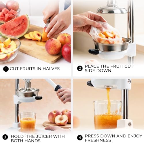 Zulay Kitchen Cast Iron Juicer 9 in 1 Metal Presser, Citrus Squeezer, White - Image 7