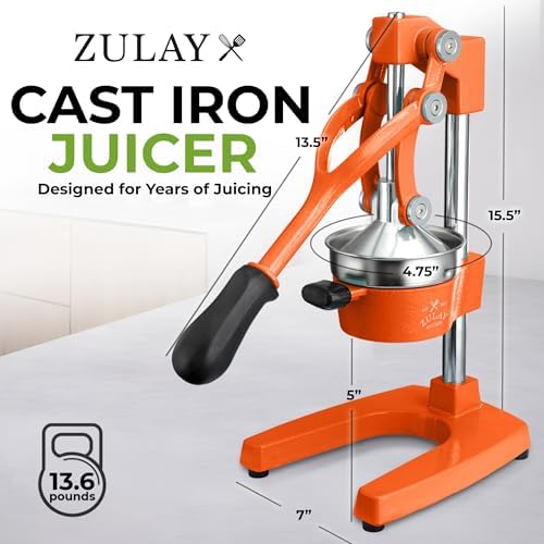 Zulay Kitchen Cast Iron Juicer, Orange Manual Juicer, Citrus Press, Orange - Image 2