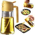 TrendPlain 16oz/470ml Glass Olive Oil Sprayer for Cooking – 2 in 1 Olive Oil Dispenser Bottle for Kitchen Gadgets and Air Fryer Accessories, Salad, BBQ - Yellow by TrendPlain
