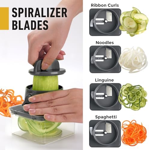 Mueller Pro-Series 12 Blade Vegetable Chopper, Mandoline Slicer and Spiralizer, White/grey - Image 6