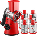 Geedel Rotary Cheese Grater Vegetable Shredder With 6 Interchangeable Blades No Slip Suction Base, Mandoline Slicer & Food Chopper for Cheese, Ice, Nuts, Vegetables, Veggie by Geedel