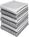 Bumble Premium Dish Cloths 13"x13" (6 Pack) | 100% Natural Ring Spun Cotton | 400 GSM | Highly Absorbent & Soft |Yarn Dyed & Solid Dyed Terry Dish Cloth Set - Grey by BumbleTowels