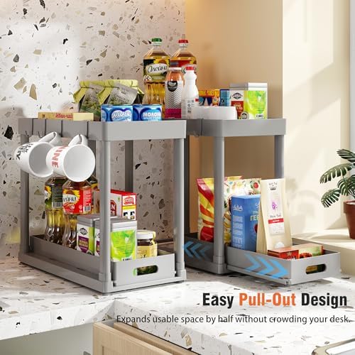 2 Pack Pull-Out Storage Organizers, Under Sink Organizer and Storage for Bathroom & Kitchen,Multi-Purpose Under Cabinet Organizers and storage Black - Image 4