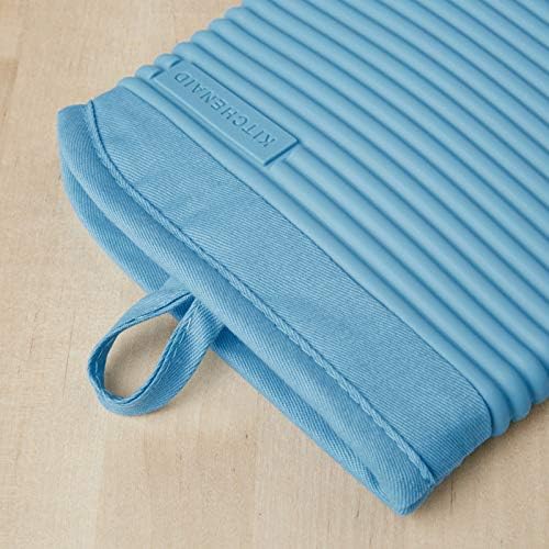 KITCHENAID Ribbed Soft Silicone Oven Mitt 2-Pack Set, 7.5"x13", Blue Velvet - Image 2