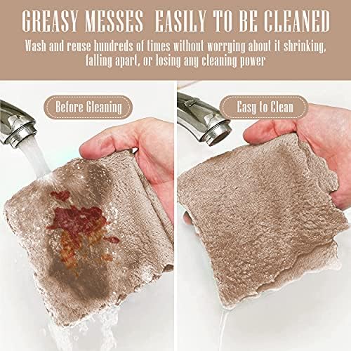 Sunny zzzZZ 24 Pack Kitchen Dishcloths - Does Not Shed Fluff - Reusable Dish Towels, Dish Cloths, Super Absorbent Coral Fleece Cleaning Cloths, Nonstick Oil Washable Fast Drying, 7 x 9 Inch (Brown) - Image 5