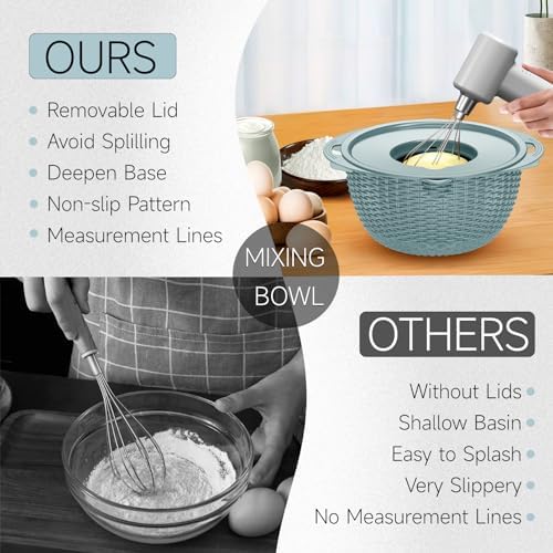 4-1 Strainer with Bowl & Spoons Set - Strainers and Colanders(Patented) - Colanders for kitchen - Food Strainer with New Upgraded Graters & Spoons - Fruit Bowl for Pasta Fruits Veggie- Blue - Image 5