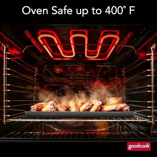 GoodCook 15” x 10.5” Nonstick Carbon Steel Baking Pan & Raised Wire Rack – Pizza Crisper,Crispy Bacon,Multipurpose Cooking Sheet Pan,Cooling Rack,Kitchen Cookware Set,Dishwasher Safe,(Pack of 12) - Image 4