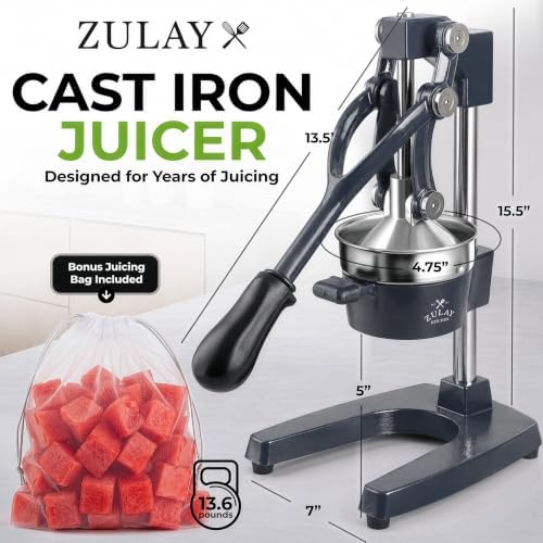 Zulay Kitchen Cast Iron Juicer, Orange Manual Juicer, Citrus Press, Ash - Image 2