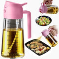 TrendPlain 16oz/470ml Glass Olive Oil Sprayer for Cooking - 2 in 1 Olive Oil Dispenser for Kitchen Gadgets, Air Fryer, Salad, and BBQ - Bubblegum by TrendPlain