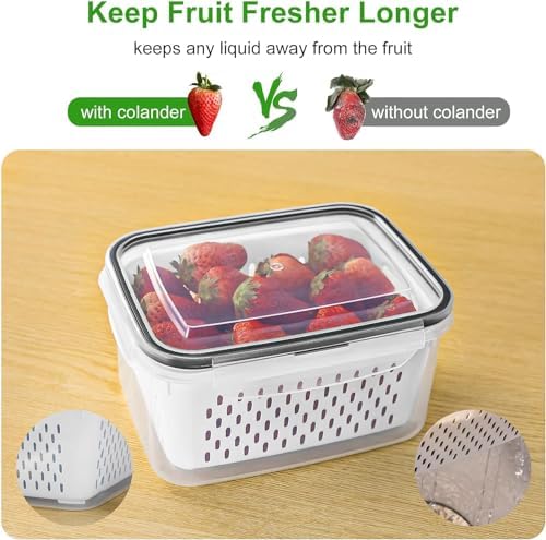 Freshmage Fruit Storage Containers for Fridge with Removable Colander 10 - Image 4