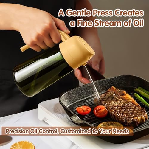 YARRAMATE 16oz/470ml Light-Blocking Dark Oil Sprayer for Cooking, 2 in 1 Olive Oil Dispenser Bottle for Kitchen, Premium Dark Green Glass Oil Bottle, Food-Grade Oil Mister for Air Fryer, BBQ (Orange) - Image 5