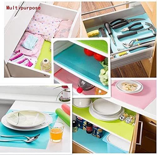 Aiosscd 15PCS Shelf Mats Refrigerator Liners Washable Refrigerator Pads Fridge Mats Drawer Placemats Home Kitchen Gadgets Accessories Organization for Top Freezer(5green+5pink+5blue) - Image 4