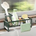 SWTYMIKI Sponge Holder for Kitchen Sink - Sink Caddy with Brush Holder Self-draining Sponge Caddy Organizer with Divider Stainless Steel Kitchen Accessories Storage for Countertop, Green by SwtyMiki-TidyHomeSweetLife