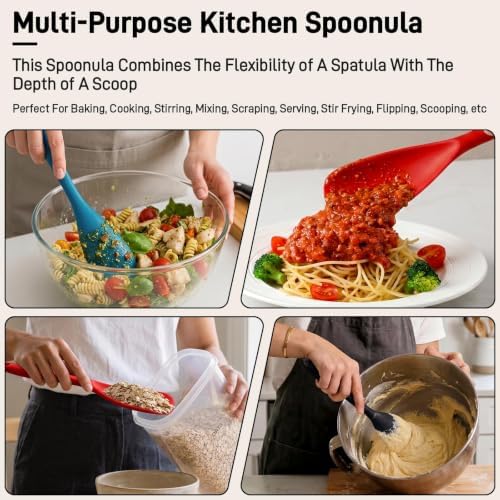 3 PACK Silicone Cooking Spatula & Spoon for Nonstick Cookware, BPA-Free - Image 5