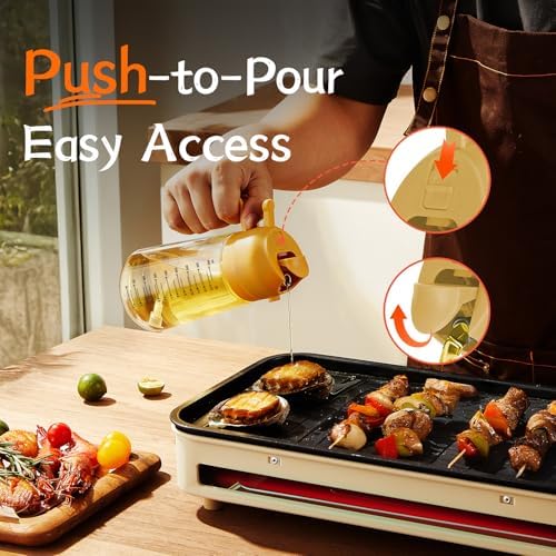 TrendPlain 16oz/470ml Glass Olive Oil Sprayer for Cooking – 2 in 1 Olive Oil Dispenser Bottle for Kitchen Gadgets and Air Fryer Accessories, Salad, BBQ - Yellow - Image 4
