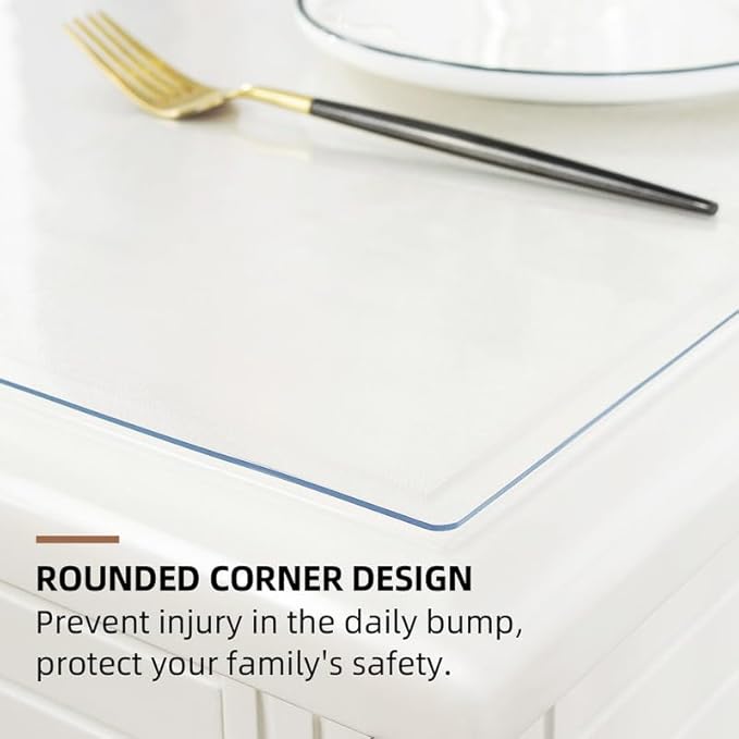 Warmstar Clear Table Cover Protector 42 x 66 Inch,1.5mm Thick Plastic Table Cover Rectangle,PVC Clear Table Protector,Desk Protector Mat for Kitchen, Dresser, Writing Desk，Dining Room Table