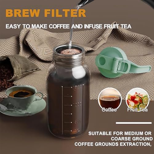 JunVpic Cold Brew Coffee Maker, 32 oz Glass Mason Jar Pitcher - Image 6
