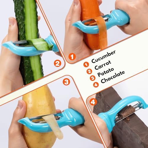 Rainspire Vegetable Peeler Potato Peelers for Kitchen, Sharp Stainless Steel Blades Veggie, Comfortable Handle Fruit Peeler, Carrot Peeler Apple Peeler Dishwasher Safe, Blue, 1-Pack - Image 7