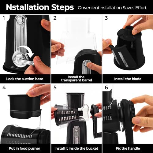 SUSTEAS Rotary Cheese Grater 5 Blades,Kitchen Mandoline Vegetable Slicer - Image 5