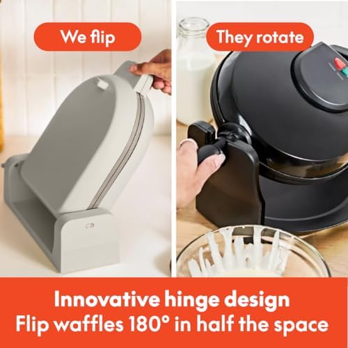bella Fits-Anywhere™ Flip-n-Store Non-Toxic, Belgian Waffle Maker, Oatmilk - Image 3