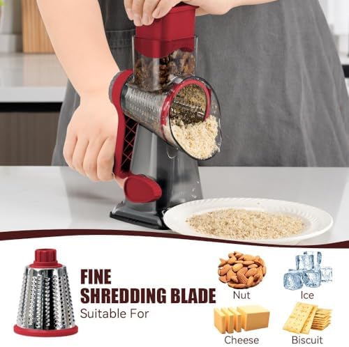 KEOUKE Rotary Cheese Grater, Hand Crank Shredder Slicer - Image 3
