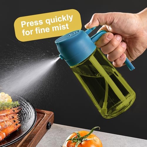 CXINYI - 16oz/470ml Olive Oil Dispenser for Kitchen with Stickers - 2 in 1 Olive Oil Sprayer for Cooking, Air Fryer, and Salad, Black&Blue (Light-Proof Kitchen Gadget) - Image 4